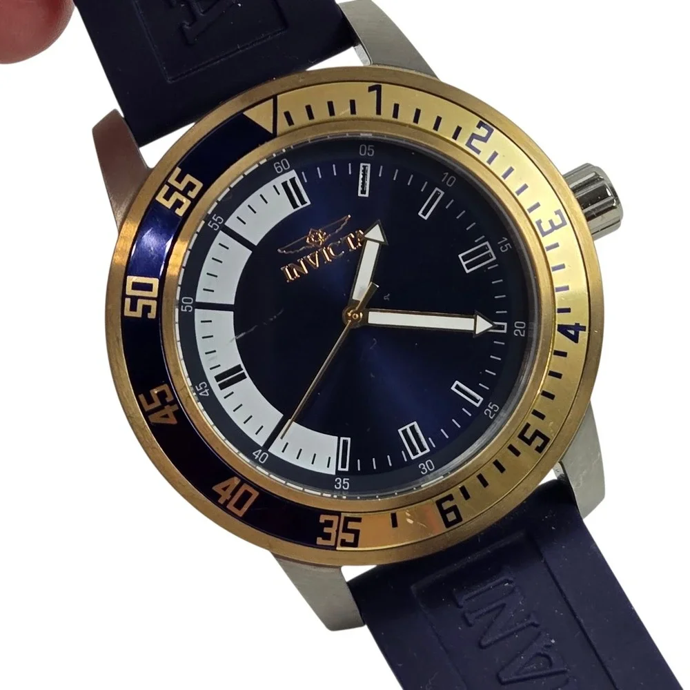 Invicta Specialty Men's Watch 12847 Blue Dial Stainless & Silicon SEE VIDEO